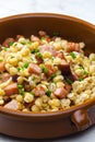 salad of  yellow peas, bacon and parsley Royalty Free Stock Photo
