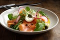 salade with radish, smoked salmon and capers