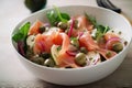 salade with radish, smoked salmon and capers