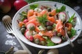 salade with radish, smoked salmon and capers