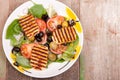 Salads with halloumi cheese Royalty Free Stock Photo
