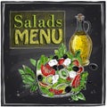 Salads menu chalkboard design. Royalty Free Stock Photo