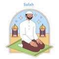 Salah practice illustration. Flat vector image.