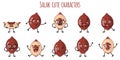 Salak fruit cute funny cheerful characters with different poses and emotions