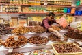 SALALAH, OMAN - FEBRUARY 24, 2017: Date stall at the Souq in Salala