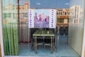 SALALAH, OMAN - FEBRUARY 24, 2017: View of a local restaurant with a poster: Camel meat available in Salala