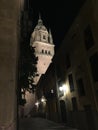 Salamanca Cathedral, seen through the narrow streets of the city.