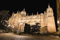 Salamanca Old and new Cathedrals illuminated at night, Community of Castile and LeÃÂ³n, Spain. City Declared a UNESCO World