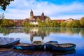 Salamanca skyline with Tormes river Spain