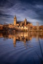 Salamanca Skyline view with Cathedral and Enrique Estevan Bridge on Tormes River, Spain Royalty Free Stock Photo