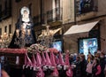 Brotherhood carrying paso of Our Lady of Tears during Holy Week procession in Salamanca