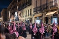 Brotherhood carrying paso of Our Lady of Tears during Holy Week procession in Salamanca