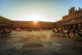 SALAMANCA, SPAIN - JULY 24: View of the Plaza Mayor of Salamanca in the sunset, with people on the terraces of the bars in July 24 Royalty Free Stock Photo