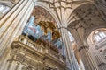 Baroque Pipe Organ at New Cathedral of Salamanca Interior - Salamanca, Spain Royalty Free Stock Photo