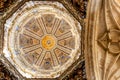 Richly decotated baroque dome and stone vaults in New Cathedral (Catedral Nueva) in Salamanca, Spain