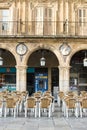 Terrace tables of one of the cafeteria in Salamanca Spain