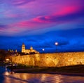 Salamanca sunset in roman bridge Tormes river Royalty Free Stock Photo