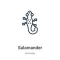 Salamander outline vector icon. Thin line black salamander icon, flat vector simple element illustration from editable animals Royalty Free Stock Photo