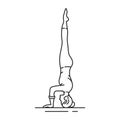 Salamba Sirsasana black line icon. The body is completely inverted, and held upright supported by the forearms and the crown of