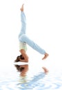 Salamba sirsasana supported headstand on white san