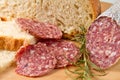 Salami with bread Royalty Free Stock Photo