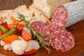 Salami with bread Royalty Free Stock Photo