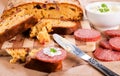 Salami bread Royalty Free Stock Photo