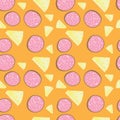 Salami and cheese seamless pattern