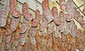 Salami hanging from the ceiling