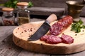 Salami and knife