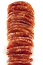 Salami / macro picture of few slices isolated