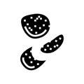 salami slice food cut glyph icon vector illustration