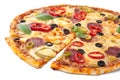 Salami and Vegetable Pizza Isolated Royalty Free Stock Photo