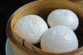 Salapao in bamboo steamer, Steamed stuff bun or Chinese Steamed Buns Royalty Free Stock Photo