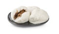 Salapao steamed Chinese bun on dish  with isolated white background Royalty Free Stock Photo