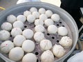 Salapao or steamed stuff a bun .Dim sum Chinese food concept. Royalty Free Stock Photo