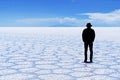 Salar de Uyuni Bolivia salt desert - lonely man silhouette Royalty Free Stock Photo