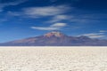 Salar de Uyuni in front of the Tunupa volcano Royalty Free Stock Photo