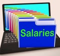 Salaries Folders Laptop Show Paying Employees And Remuneration
