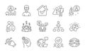 Salary employees, Teamwork and Touchscreen gesture icons set. Career ladder, Startup and Love gift signs. Vector