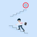 Salary Man Stepping up the stairs to reach the goal Royalty Free Stock Photo