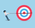 Salary Man Try to pull a giant target that`s too big for yourself Royalty Free Stock Photo