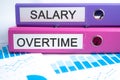 Salary, Overtime. Binder data finance report business with graph analysis in office Royalty Free Stock Photo