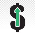 Salary raises or the dollar rises vector flat icon for foreign exchange on a transparent background