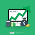 salary rate increase. Finance income performance of return on investment ROI concept with arrow. business profit growth margin Royalty Free Stock Photo