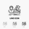 Salary, Shopping, basket, shopping, female Icon in Thin, Regular and Bold Line Style. Vector illustration Royalty Free Stock Photo