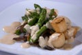 the salat with asparagus , sea scallop