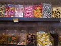 Salatiga, Indonesia - March 2023: Various types of sweets and candy, especially before Eid al-Fitr on the snack shop display rack