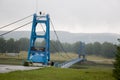 Salavat region, Bashkortostan, Russia. river Salauatka. August 1, 2017. Blue bridge. Mineral spring and Stream. Summer 1