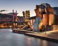 Salbeko Zubia Bridge and Guggenheim Museum in the Morning, Bilbao, Spain